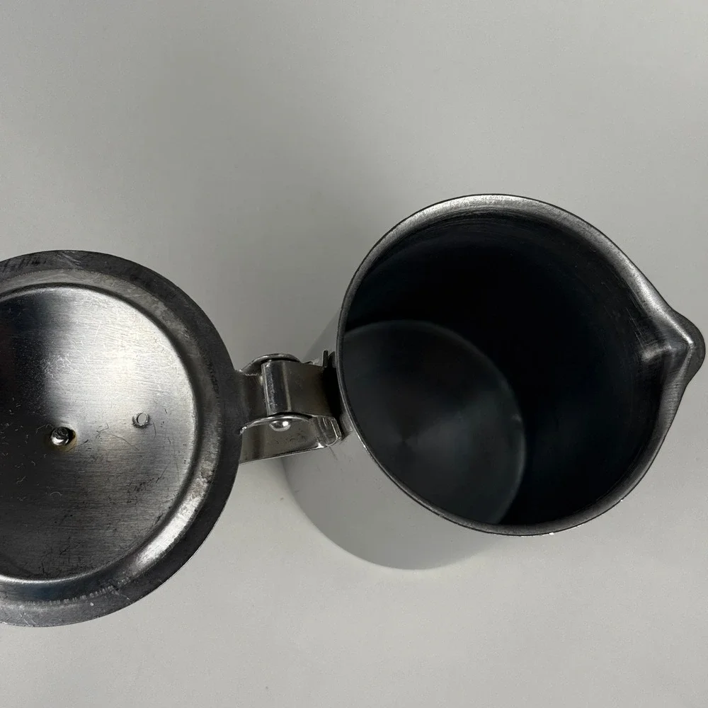 Vintage SERCO Japan Stainless Steel Creamer Syrup Dispenser Hinged Lid